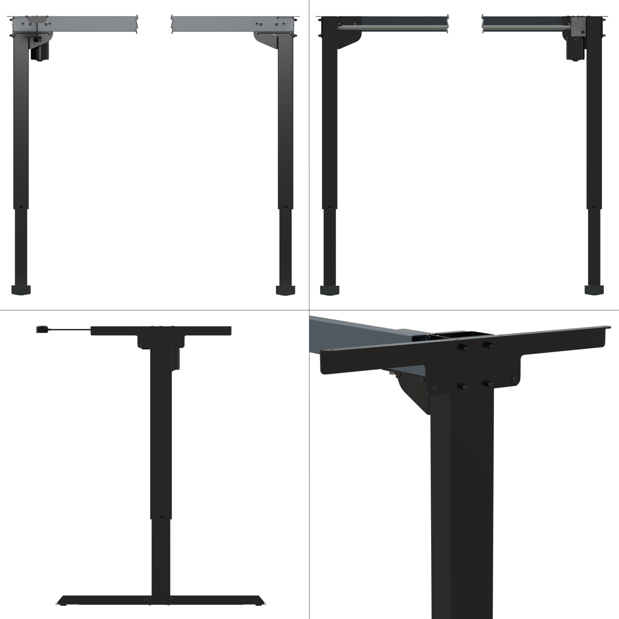 Cadres de bureau réglables en hauteur | Largeur 172 cm | Noir