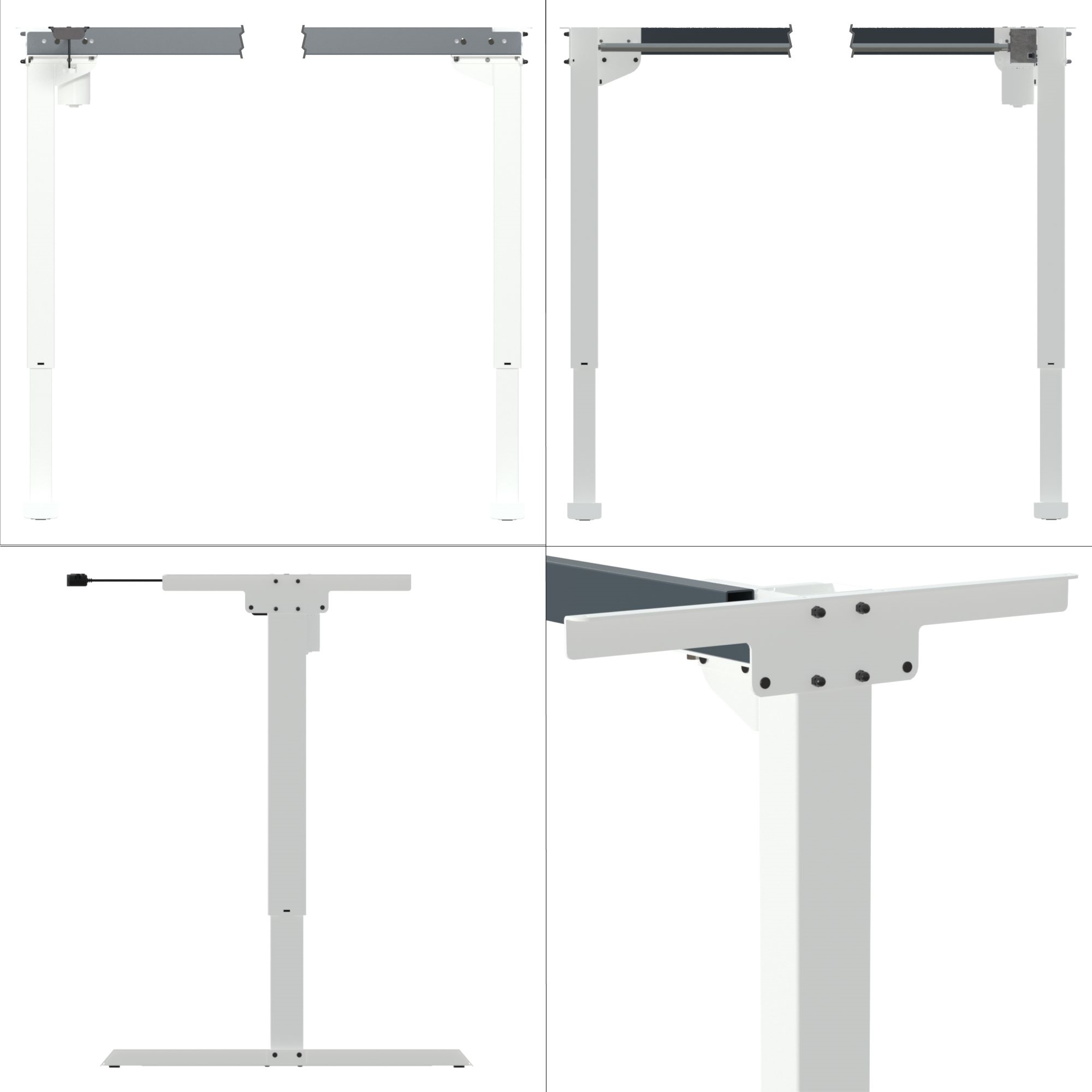 Cadres de bureau réglables en hauteur | Largeur 172 cm | Blanc